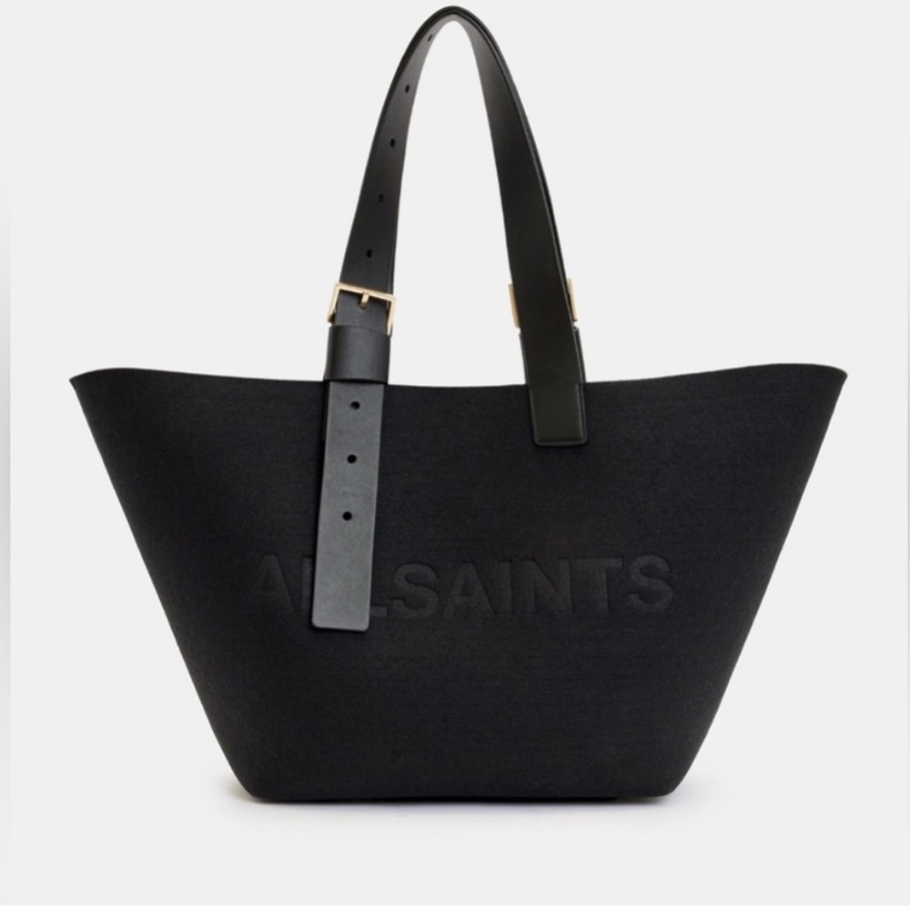 AllSaints ALLSAINTS Anik Spacious Felt Logo Tote Bag Black